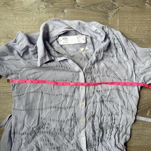 NEW Soft Surroundings Mallorca Sheer Belted Button Maxi Dress Blue Mist XL - Picture 9 of 12